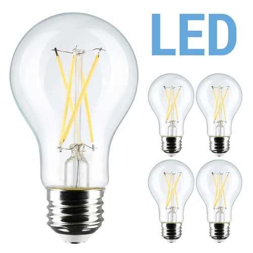 4 Pack Satco S12465 LED Filament 8W 60W A19 Medium E26 Clear 5000K Natural Light - Picture 12 of 12