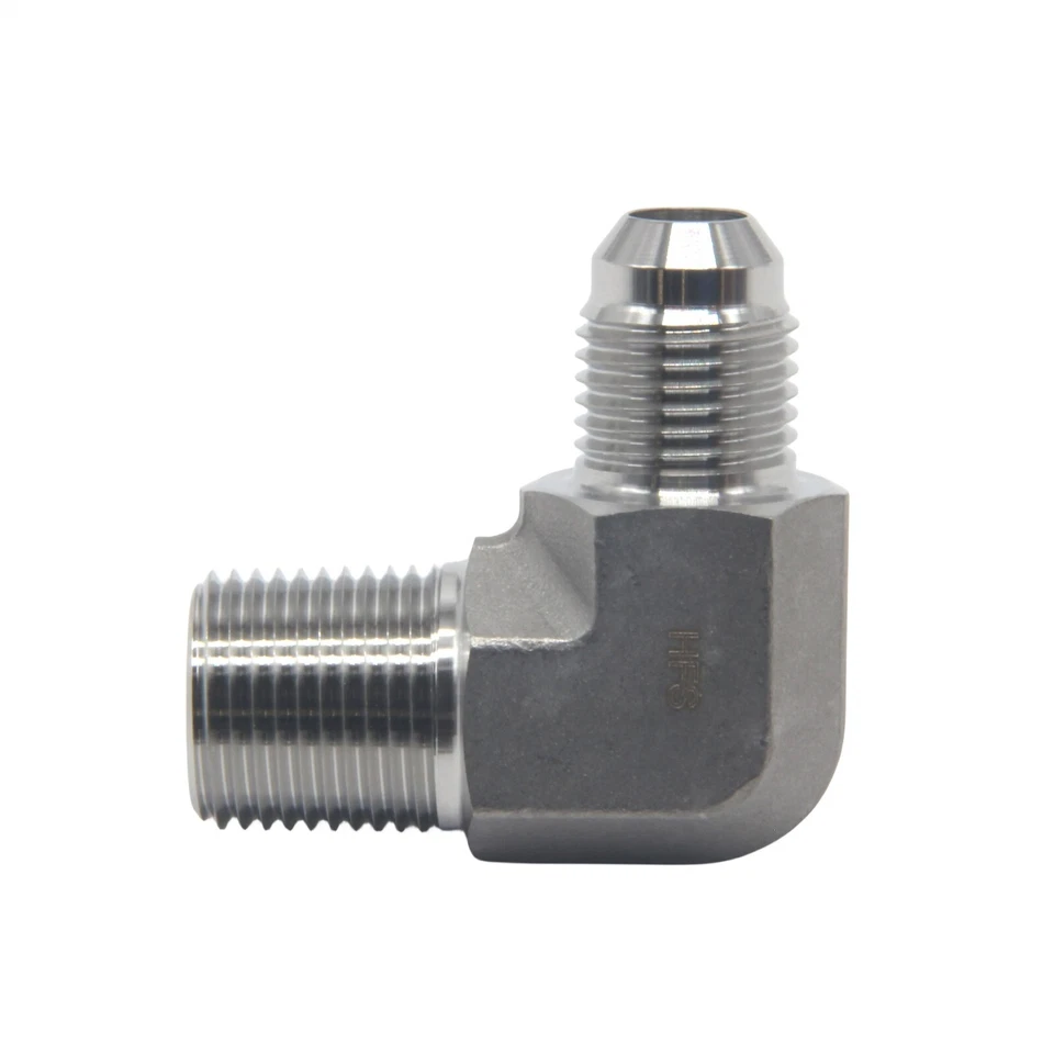 3/8" Male NPT to 3/8" Male JIC Elbow 90° Flare Pipe Fitting 304 Stainless Steel - Image 3 of 4