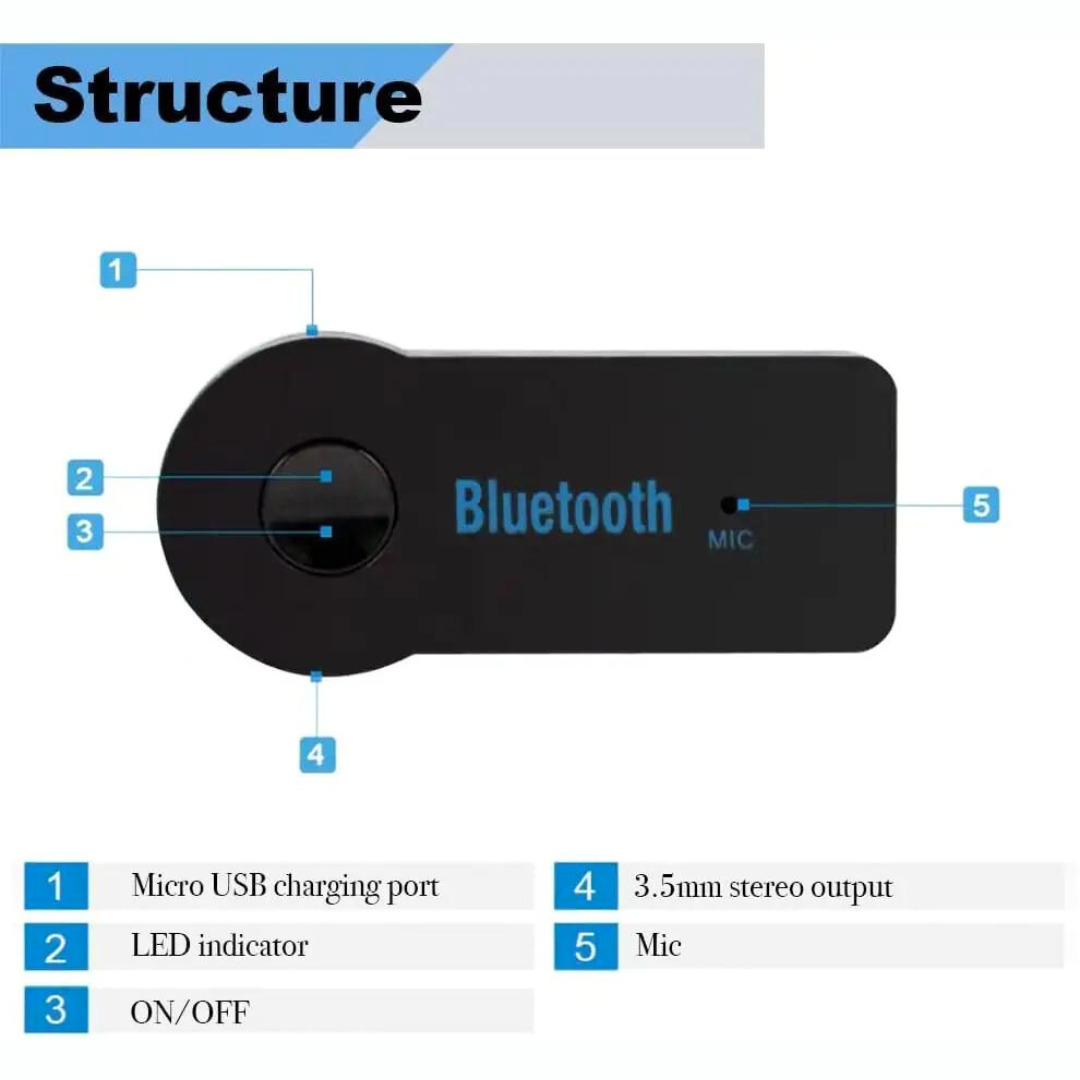 Bluetooth Audio Receiver KFZ Adapter AUX Kabel Auto 3.5mm klinke Usb Empfänger