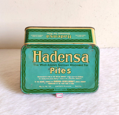 1940er Vintage Hadensa Salbe Für Hämorrhoiden Werbedose Dekorative Dose TI642