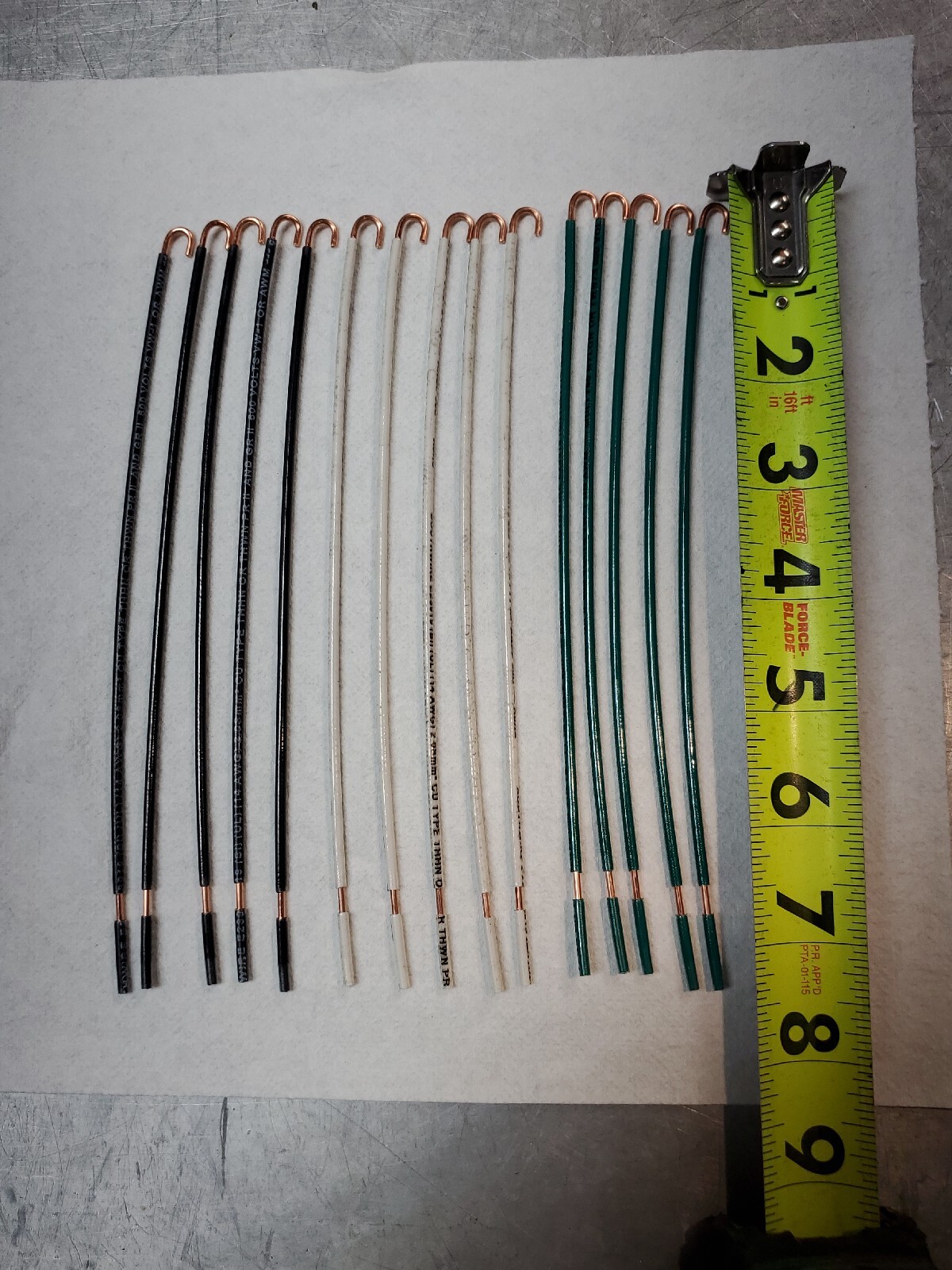 Package Of 75 (25 Of BK,WH,GN) 14AWG Solid 7.5 Inch CU Pigtails With Screw Hook.