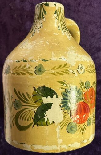 Antique Pennsylvania, Painted Stoneware Handled Jug, Folk Art. - Picture 11 of 20