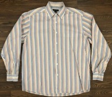 Ermenegildo Zegna Mens Button Down Shirt XL Multi Color Striped C1