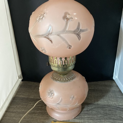 1930s VINTAGE GONE WITH THE WIND HURRICANE LAMP / Set Of 2/Pink Frosted. READ - Picture 7 of 21