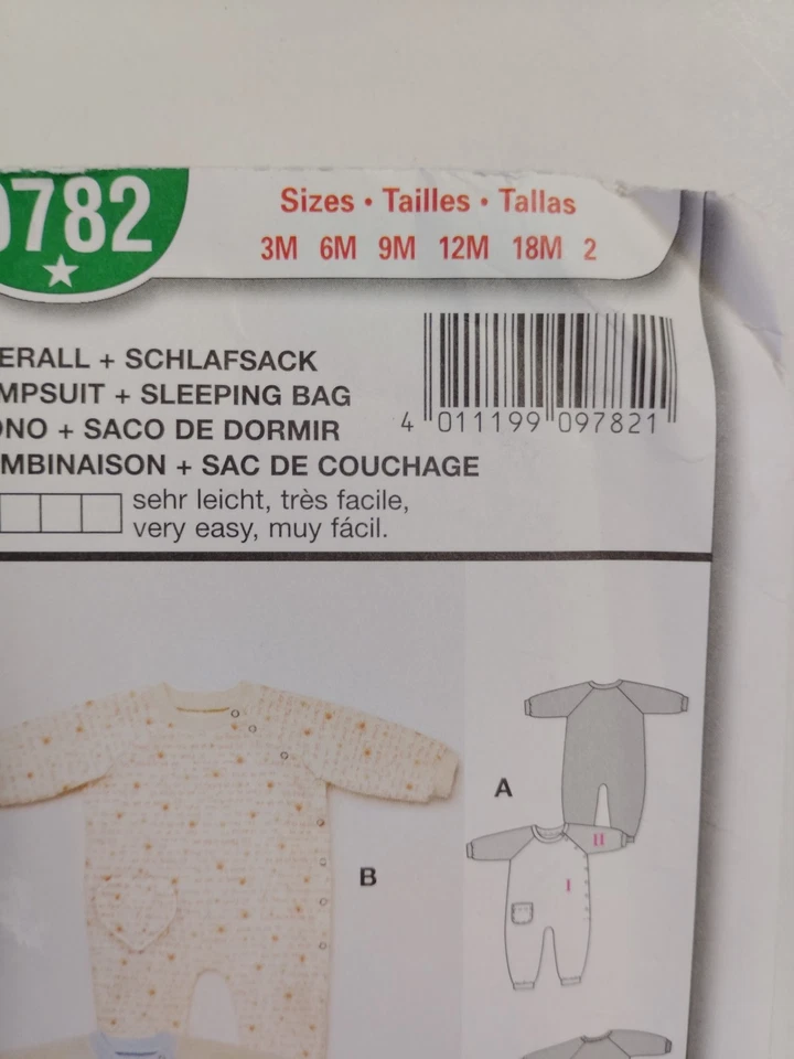 Sleeper Bag  One Piece Infants 3M 6M 12M 18M 2T Burda 9782 Sewing Pattern Easy - Image 2 of 4