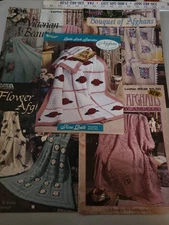 Lot Of 5 Crochet Afghand Pattern Booklets Leisure Arts Lot #16