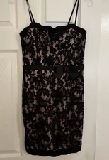 Juniors City Studio SZ 3 Black Lace Cocktail Dress Adjustable Straps Mini