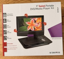 2012 Audiovox 9  Swivel Portable DVD Player Kit w/ 2 Headphones, cords, Bag, NIB