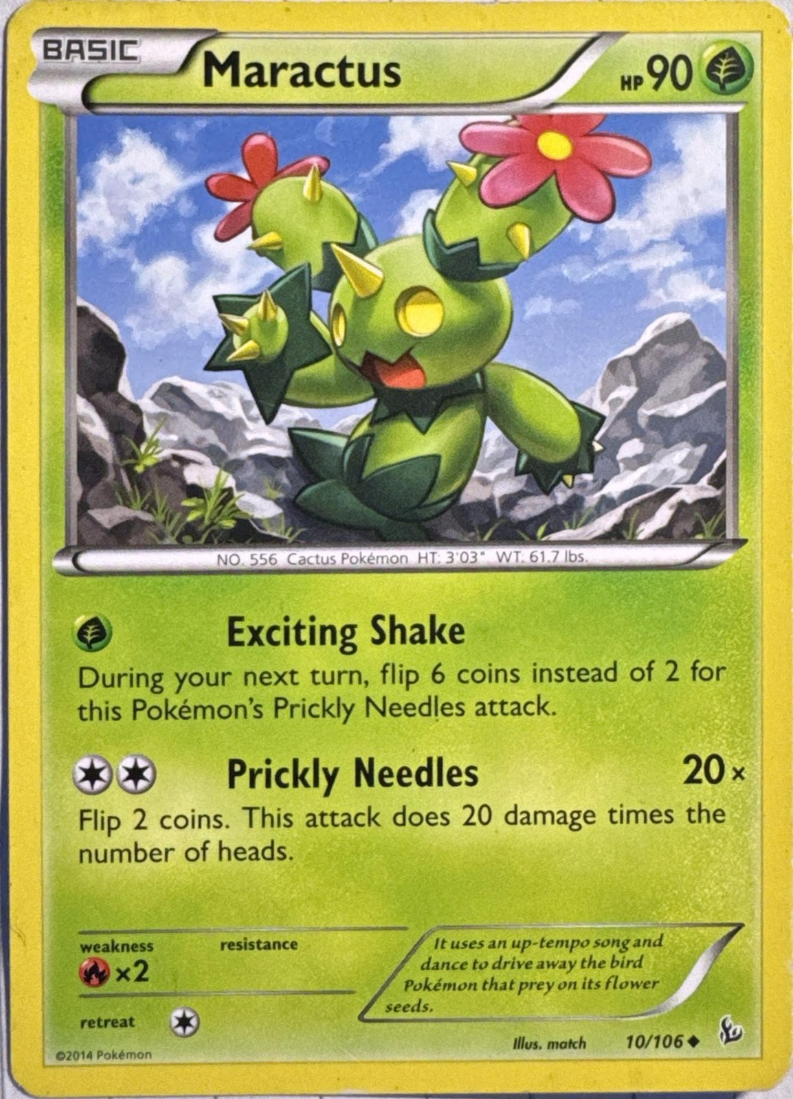Maractus 10/106 Uncommon Flashfire Pokemon Moderately Played