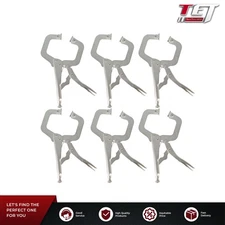6 PcsAdjustable C-Clamp Locking Pliers Set 11" Locking Welding With Swivel Pads