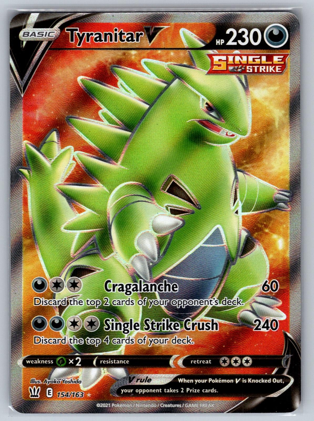 TYRANITAR V 154/163 FULL ART ULTRA RARE BATTLE STYLES POKEMON NM