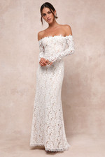 NWT lulus Romance Dreamer Lace Off-the-Shoulder Maxi Dress