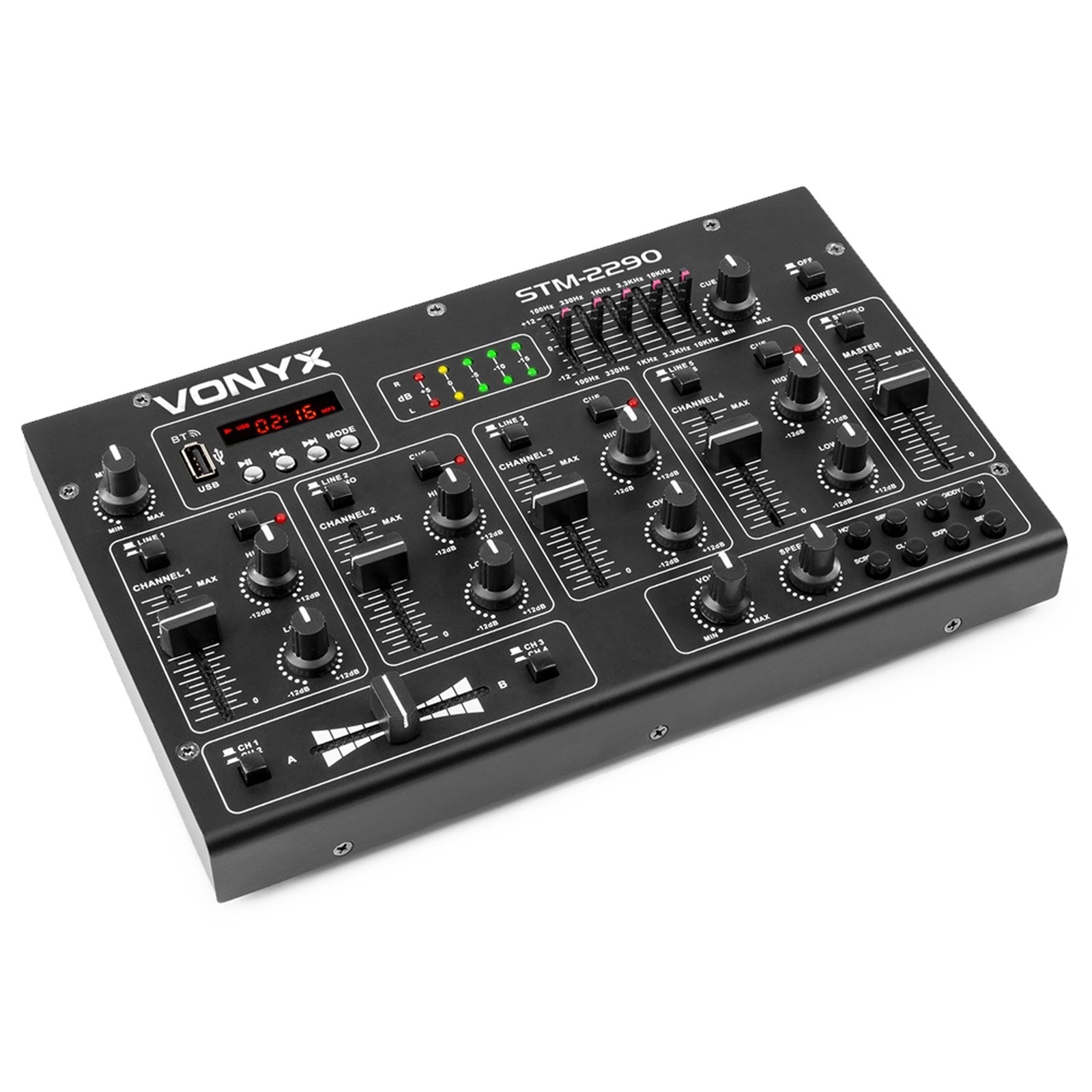 Vonyx STM2290 8 Channel Bluetooth Mixer with USB, MP3 & Sound Effects