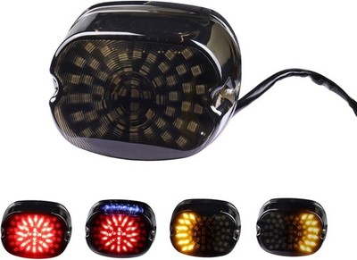 Smoked LED Tail Lights, Low Profile Brake Taillights Integrated Turn Amber+Red