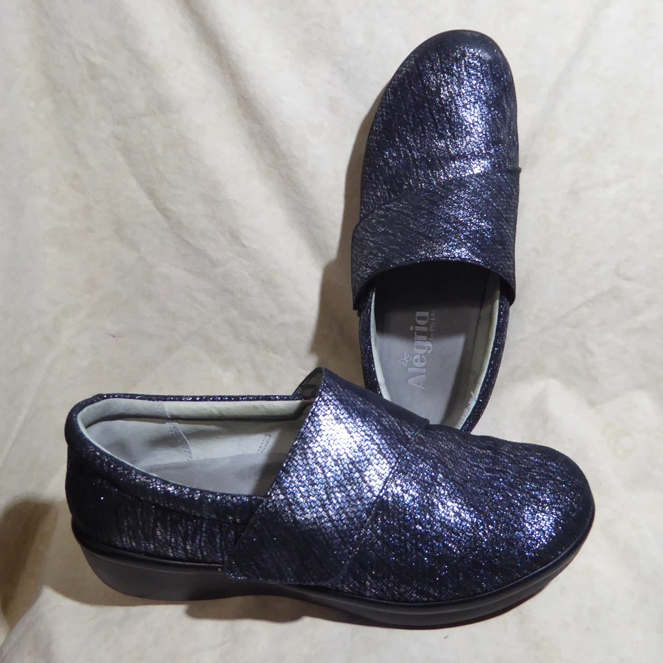 🥿 Alegria PG Lite Comfort Clogs sz 7.5 M (38) Deep Blue Sparkle Leather - Image 2 of 4