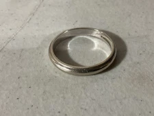 Vintage 14 karat white gold, half round milgrain  edge wedding band vintage