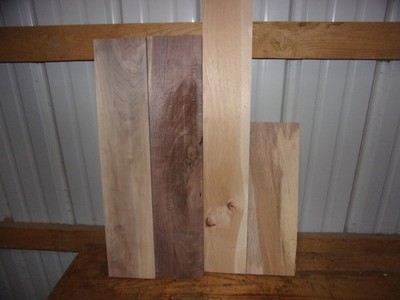 4 PC 2 PC WALNUT & 2 PC HICKORY LUMBER WOOD KILN DRIED BOARDS LOT G9G FLAT