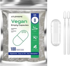 Empty Capsules Size 0 100 Count,Clear Empty Vegan Capsules Kosher,Halal and Non
