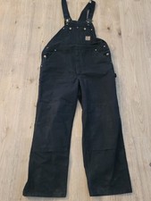 Carhartt Men's Black Canvas Double Knee Overalls Size 40x30 R01 BLK