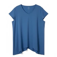 Ascend Women's Turquoise Plus Size Flowy Light Weight Tulip Back Blouse Sz 2X