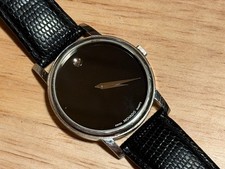 Movado Men's Museum Black Dial Black Leather Strap Quartz Watch MO.01.1.14.6000