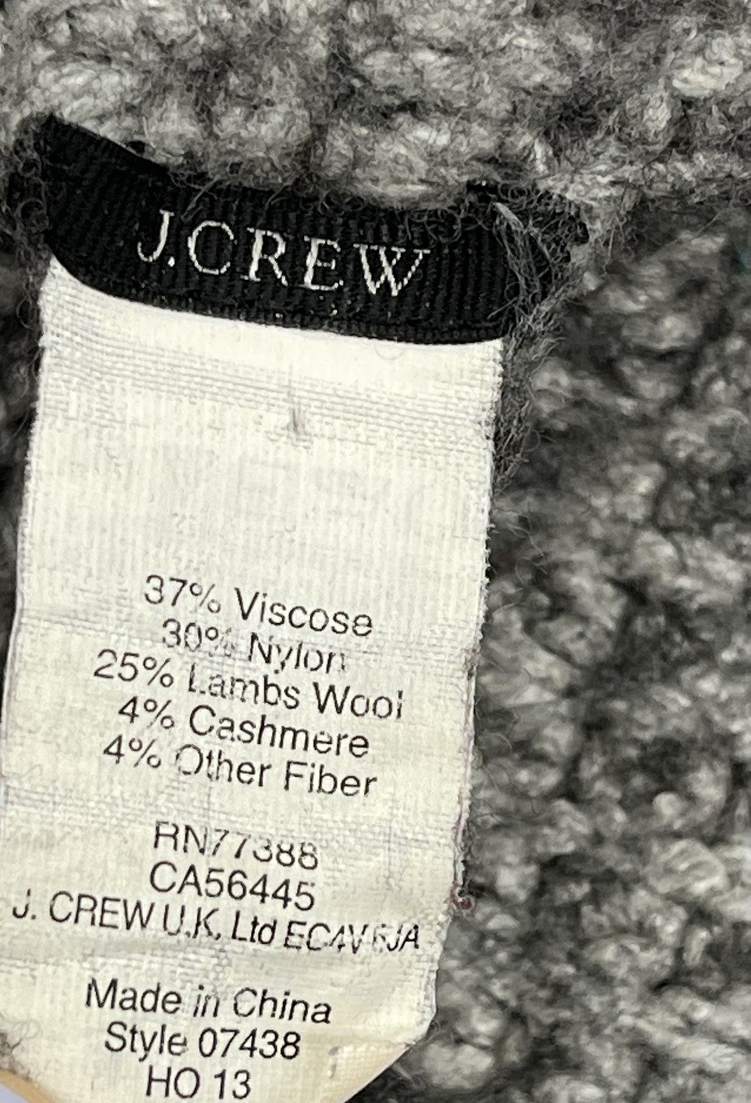 J Crew Infinity Scarf Gray Wool Cashmere Wrap Preppy Quiet Luxury Lagenlook Y2K