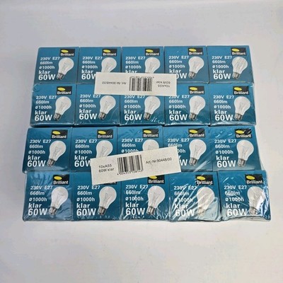 20x Brilliant Ambience Glühbirne 60W E27 klar Glühfaden Vintage KEINE LED NEU