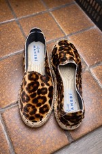 Manebi Animal Print Women's Slip-On Espadrille Flats Brown Black