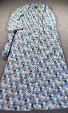 Vintage Quilted Patchwork House Coat Robe L Button Front Belted Grandma