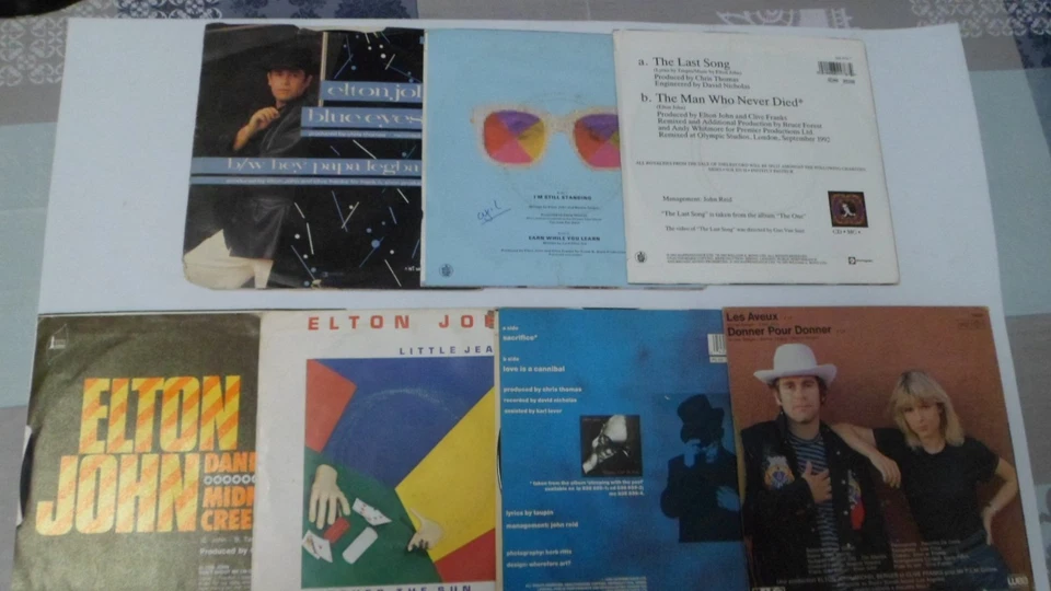 Lot collection de 7 disques vinyles 45T de Elton John 45 tours - Duo France Gall - Photo 2/4