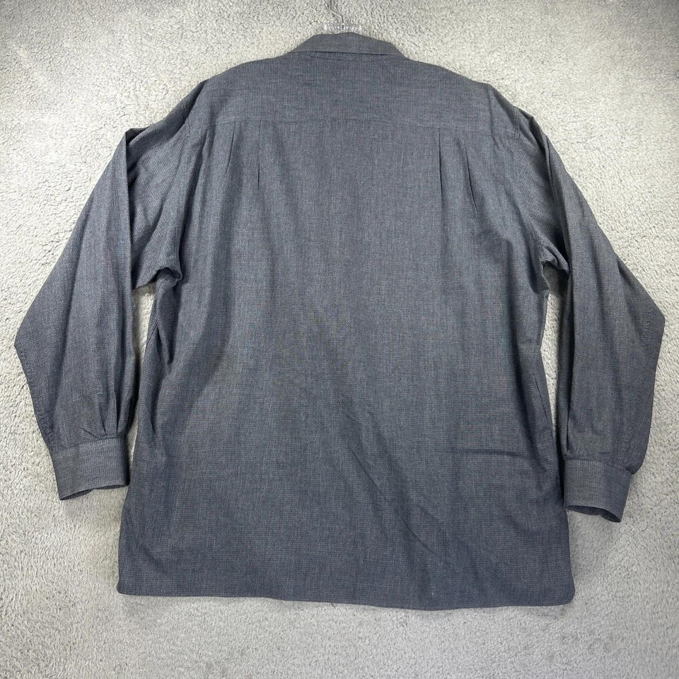 Ermenegildo Zegna Shirt Mens XL Charcoal Textured Oxford Long Sleeve Button Up - Image 3 of 4