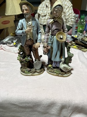 Vintage HOMCO Old Lady And Man Collectible Vintage Figurine Large 13.5inch(C14)
