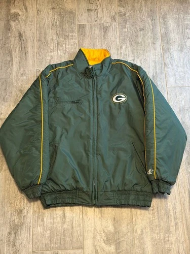 Vintage 90s Logo Athletic Green Bay Packers Puffer Jacket Mens Large NFL video thumbnail