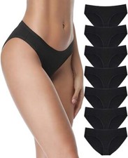 7 Pack Womens Underwear Comfort Breathable Bikini PantiesLarge Black