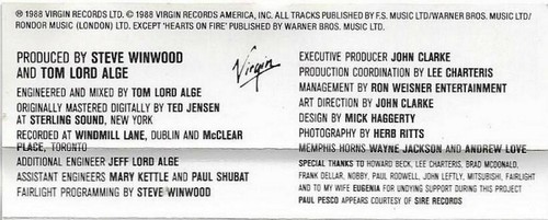 Steve Winwood Roll With It CASSETTE ALBUM Virgin TCV2532 Pop Rock Soul Blues - Picture 10 of 12