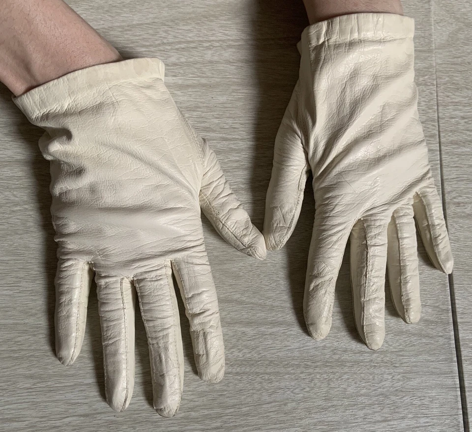 Guantes de Colección Van Raalte Cuero Cabretta Blanco Hasta la Muñeca Forrados en Seda Talla 6.5 LEER Foto 2 de 4