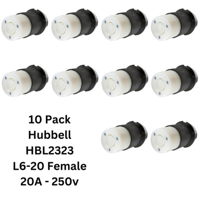LOT 10x Hubbell HBL2323 AC Female Edison NEMA L6-20R Receptacle 20A 250V Connect