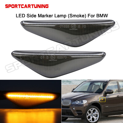 Smoked LED Fender Side Marker Light Turn Signal For BMW X3 F25 X5 E70 X6 E71 E72