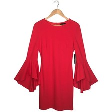 Lulus Gimme Some Flair Red Flounce Sleeve Bodycon Lined Womens Dress Red M