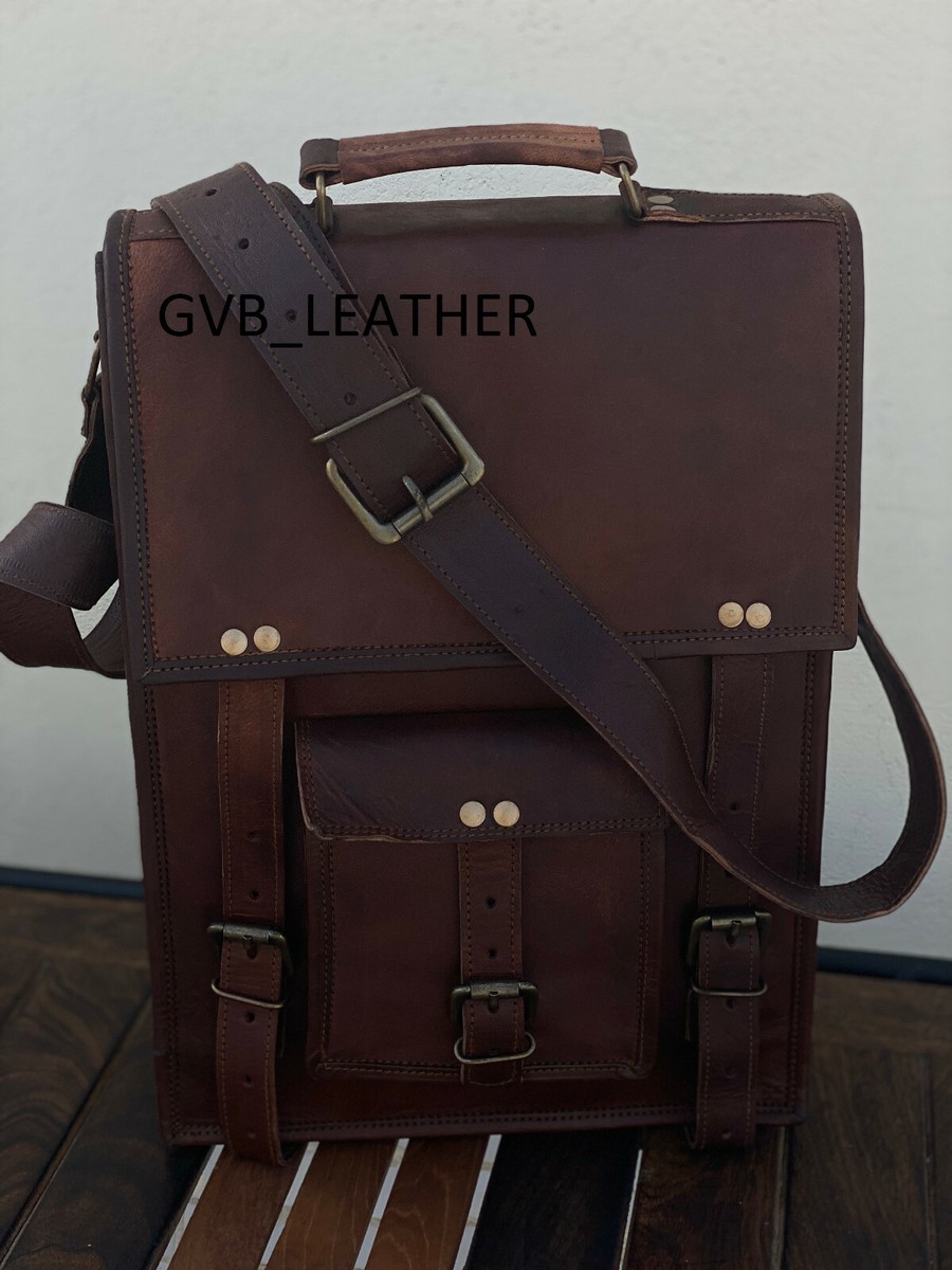 New Men's Leather messenger shoulder bag vintage Small-Big briefcase laptop  bags