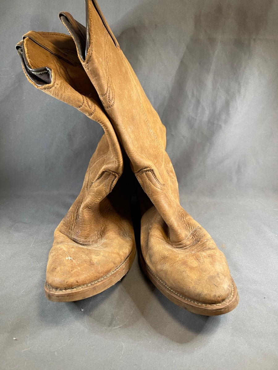 Vintage Cowboy Boots Mens 9 Brown Leather Work Western  display picture 3