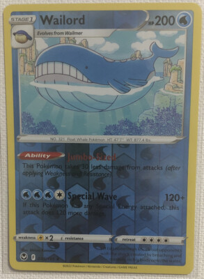 200 hp wailord pokemon card Wailord - SWSH12: Silver Tempest [REVERSE HOLO]
