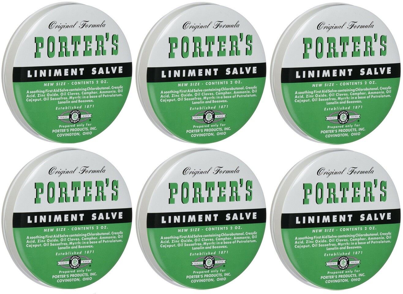 6 Pack Orginal Formula Porter's Liniment Salve 2 Oz cuts burns | eBay