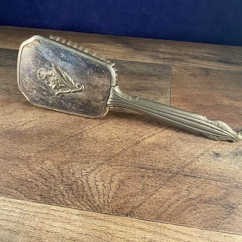 Vintage Silverplated Dresser Hair Brush 10"L x 3"W x 1"