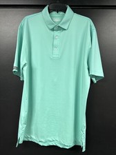 STRAIGHT DOWN Mens Golf Polo Performance Shirt L Short Sleeve Teal Mint Green