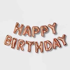 Spritz "Happy Birthday" Balloon Rose Gold Banner Kit