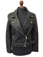 Ladies Forever 21 Black Faux Leather Jacket Size 6 Small