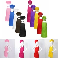 Kids Children Kitchen Chef Costume 2Pcs Set Chef Apron with Hats Baking Cosplay
