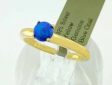 GENUINE 0.55 Cts OPAL SOLITAIRE RING 14k YELLOW GOLD PLATED - New With Tag
