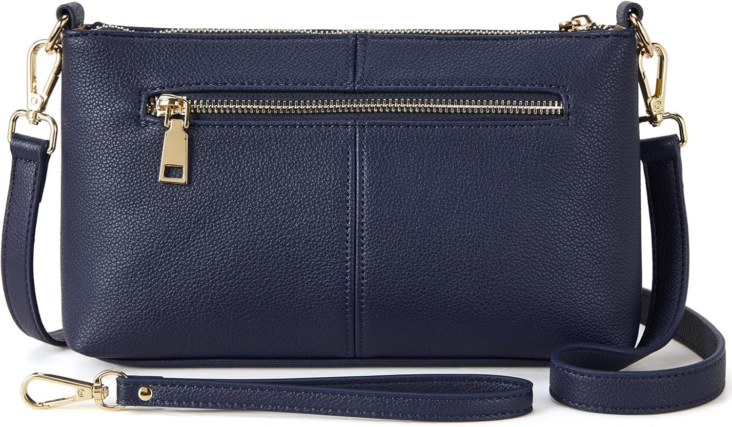 Small Crossbody Purse Leather Wristlet Purse for Women with Zipper Pocket Casual